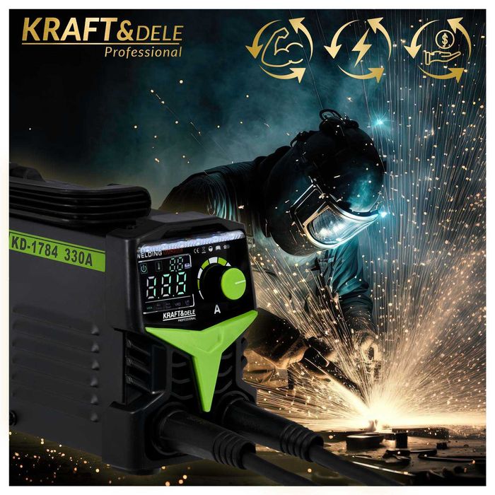 Инверторен електрожен KRAFT&DELE , 20–330 A, MMA, TIG LIFT, с дисплей