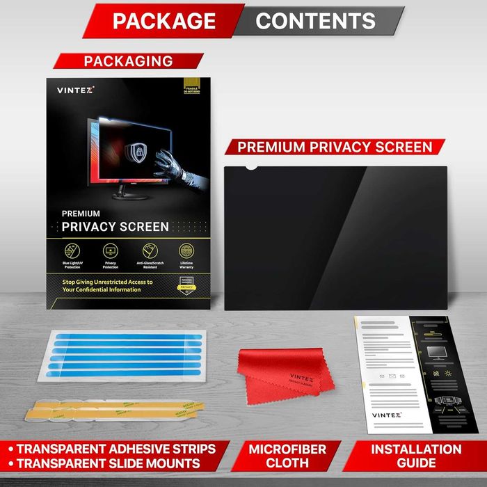 VINTEZ 24 инча 2 броя Филтър за поверителност широкоекран монитор 16:9