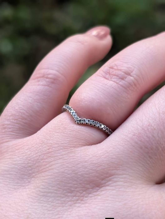 Vechi inel din argint de 925, ALE, Pandora Sparkling Wishbone, cu pietre zirconiu cubic, model 196316CZ