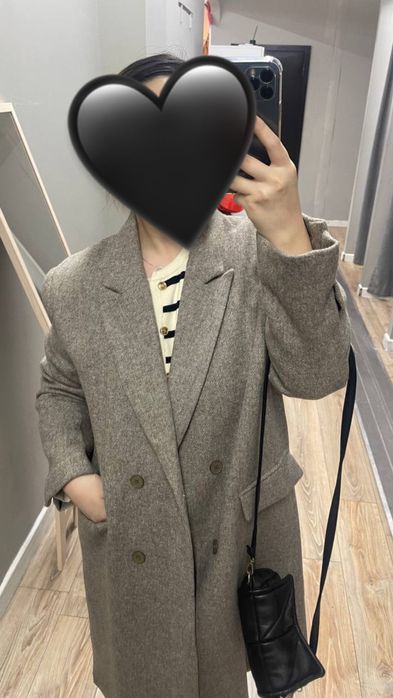 Пальто серый бежевый