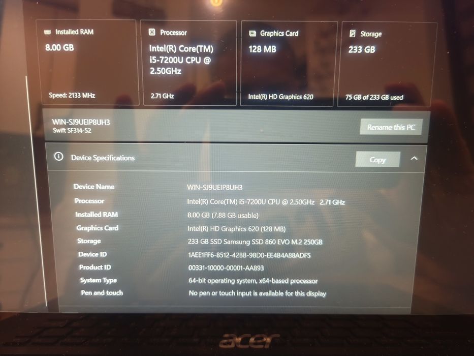 Лаптоп ACER i5 - 7gen