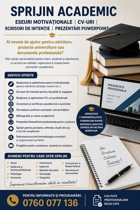 Sprijin academic | Eseuri motivaționale | CV-uri | Scrisori de intenție | Prezentări PowerPoint