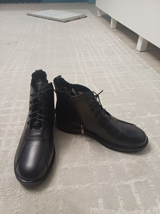 Зимние ботинки кожаные