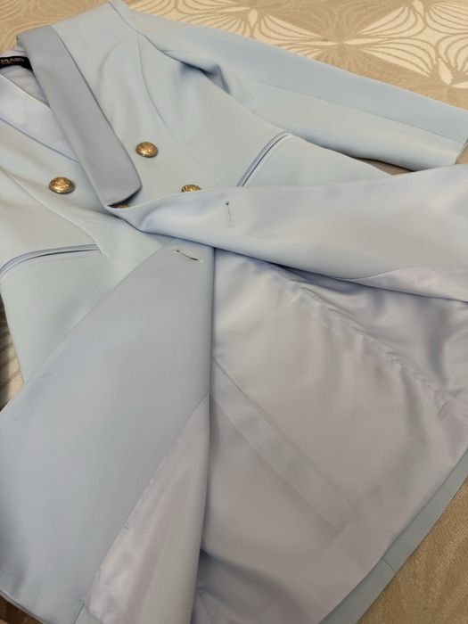 Платье-пиджак голубое