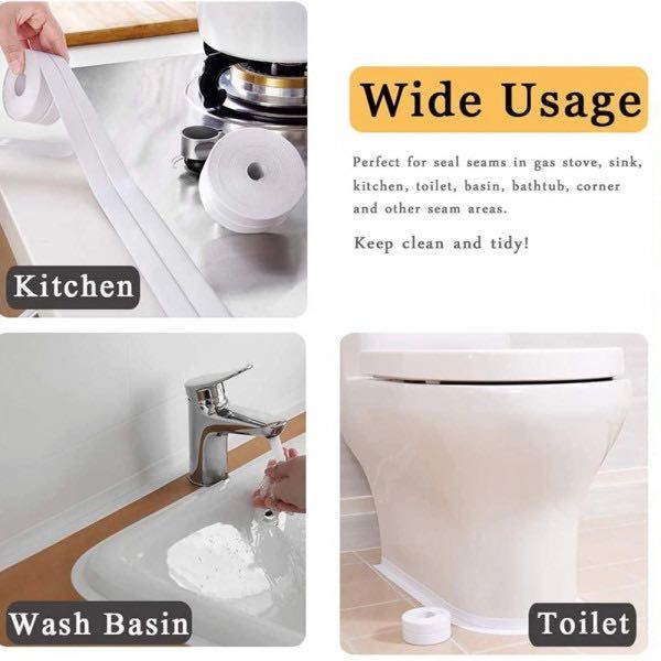 Самозалепваща силиконова бяла лента за фуги и ъгли - водоустойчива