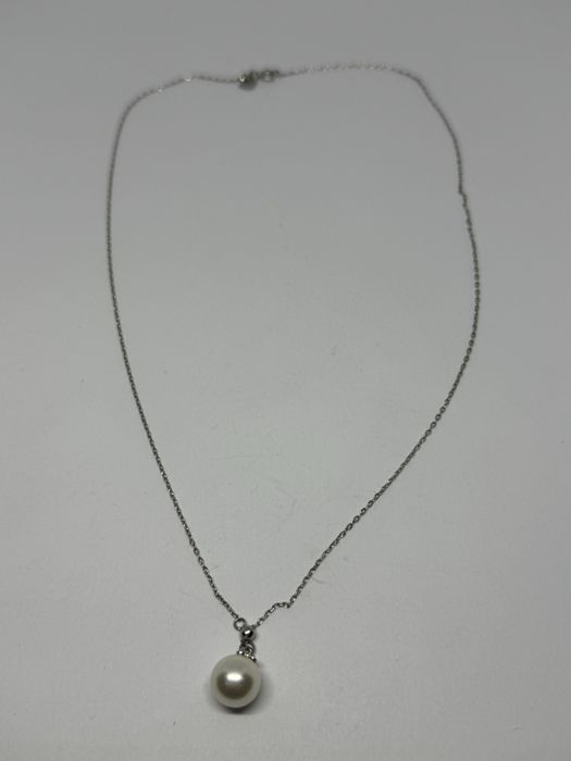 сребърн дамски синджир с висулка перла 2.98гр 925