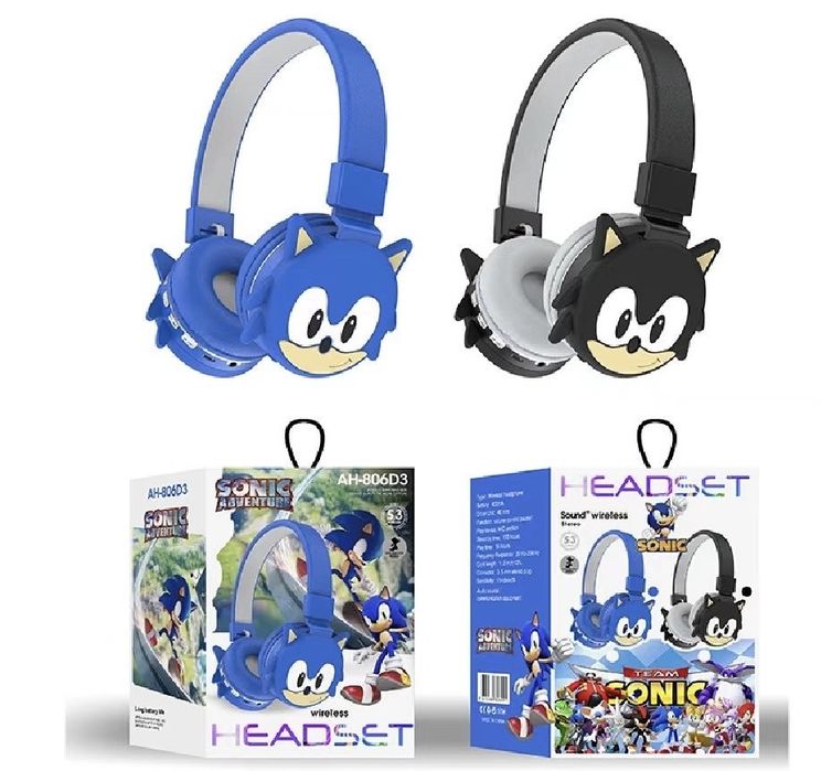 Безжични Bluetooth слушалки Соник с вграден микрофон, Sonic headset любим герой игра Соник