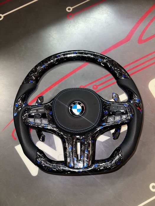 Volan BMW - Carbon Forjat Albastru - Seria G - Incalzire - TJA - Vibro