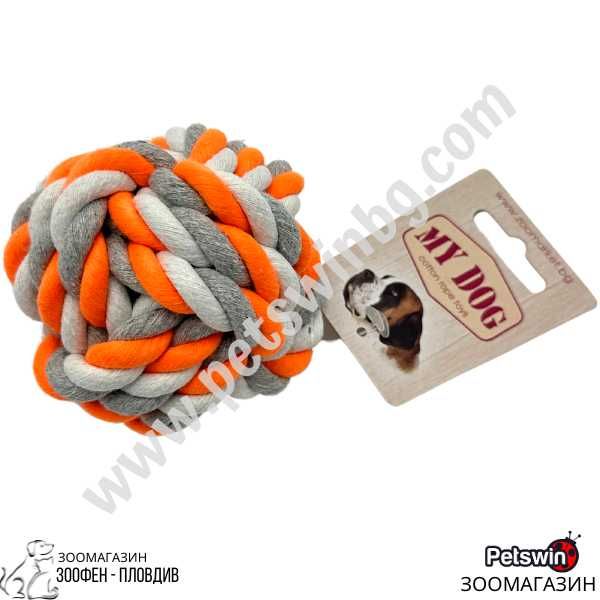 Играчка за Куче - Топка от Плетено Памучно Въже - S, M размер - My Dog