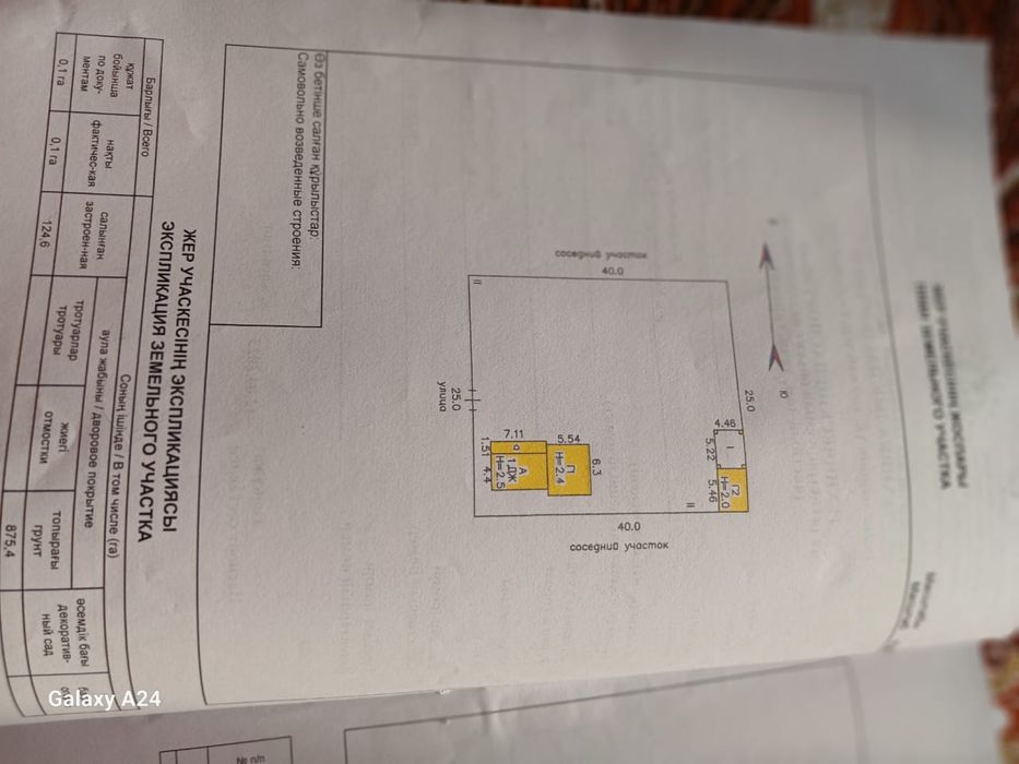Продам участок в центре в а. Байтерек. Залит цемент под постройку