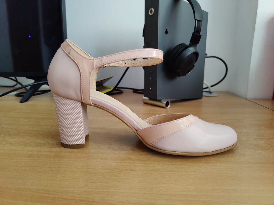 NOI, Pantofi piele damă eleganți, roz pudrat, noi, mărimea 36