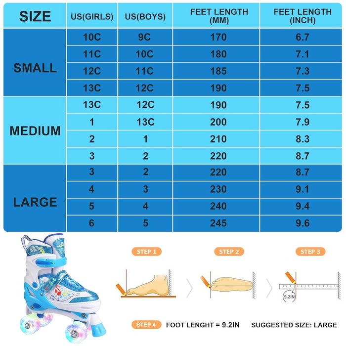 Ролкови кънки Hikole за деца, регулируеми светещи ролкови кънки за момичета и момчета 35-39 номер