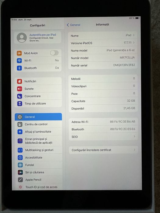 iPad 10 inch generatia 6 Wi-Fi ca noua