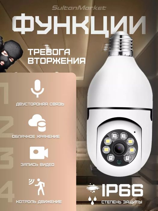 Lampochka Kamera| Камера лампочка| V380| Wi-Fi Kamera| видеонаблюдение