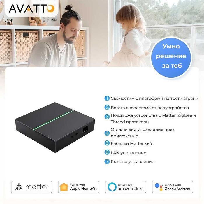 Avatto GW60 – Matter & ZigBee Смарт хъб | LAN