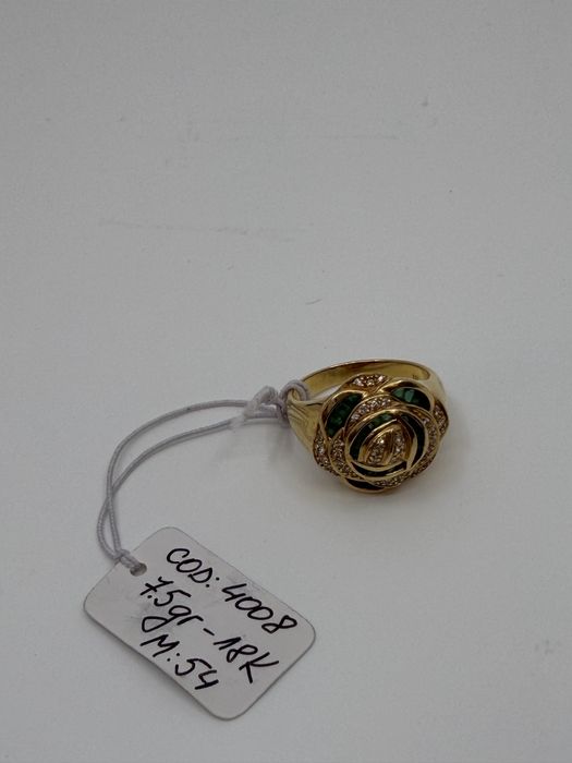 Inel trandafir 18k cu diamante gr 7,5 cod unic 4008