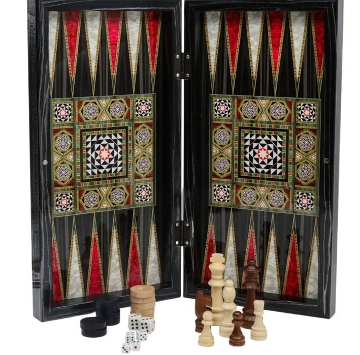Луксозен ръчно изработен шах и табла  от Египет
