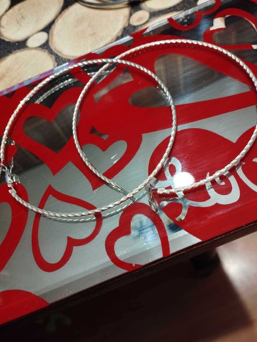 Дамски обеци, обици    големи халки   ф 10см, халки с камъни ф 6,5 см