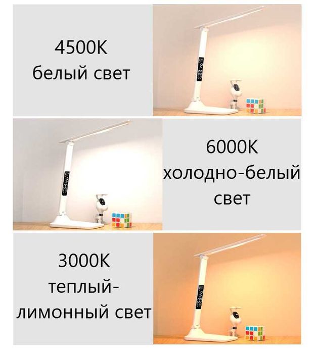 Настольная  лампа 4в1 - светильник, часы, термометр, ночник