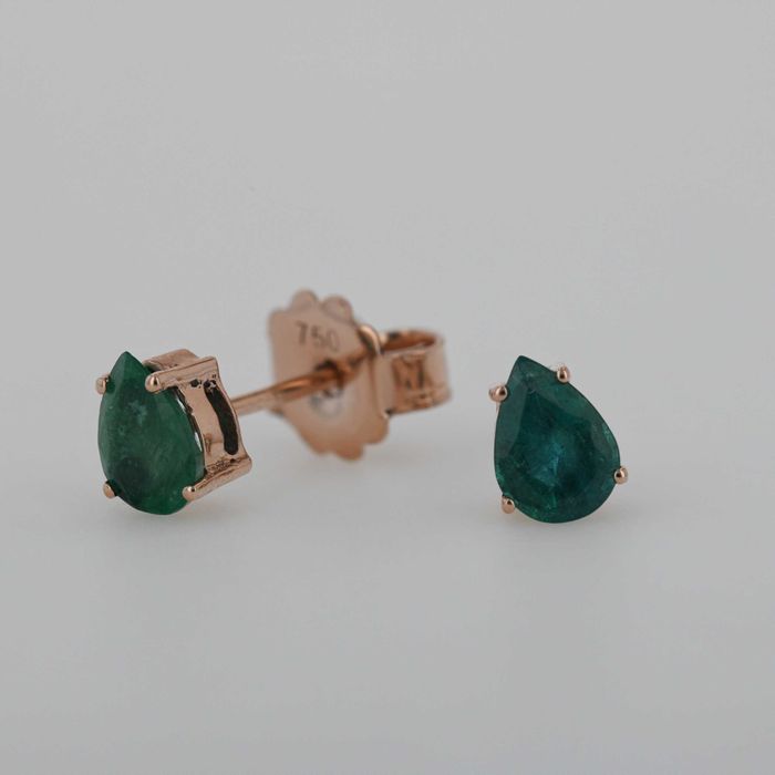 Cercei din aur galben/roz 18k cu smaralde cod 9657,9660,9661