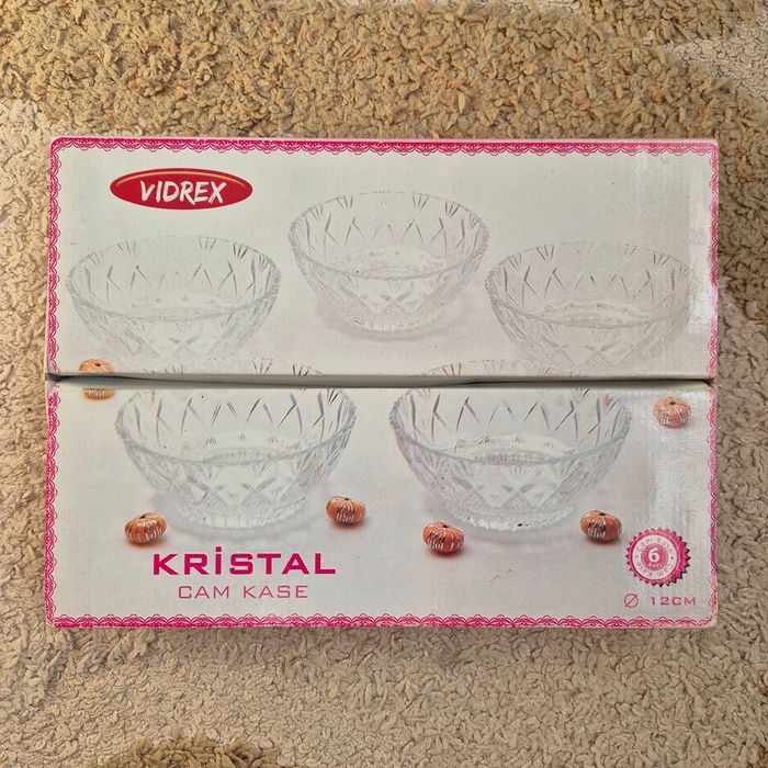 Set 6 Boluri din sticlă Vidrex Kristal (12 cm)