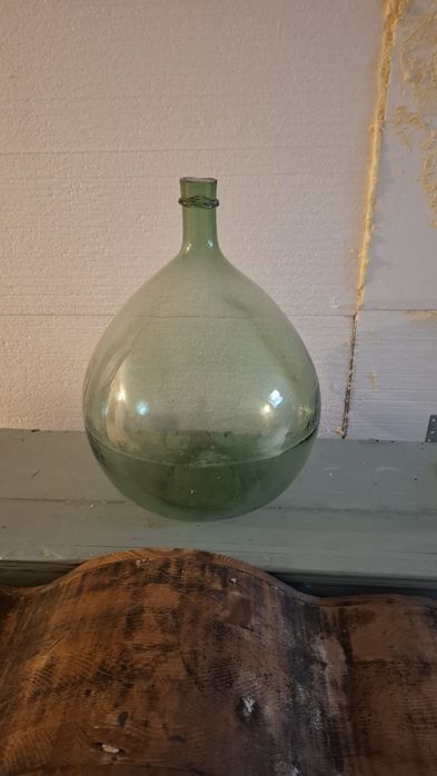 Balon decorativ mare din sticlă verzuie – piesă vintage