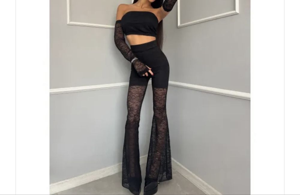 Черен дантелен сет