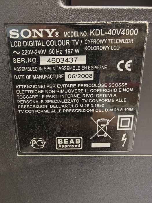 Продам телевизор Sony KDL-40V4000