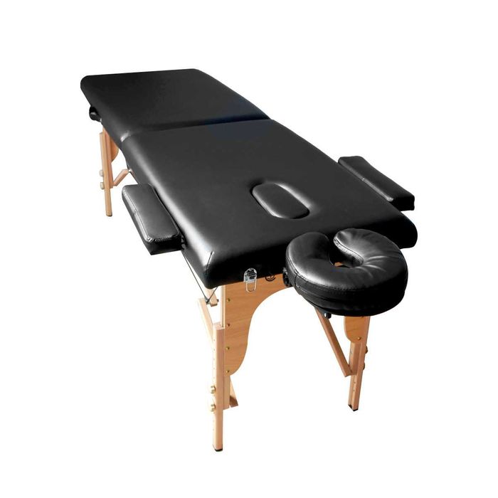 Pat cosmetica/masaj/gene, inaltime reglabila, lemn, piele ecologica