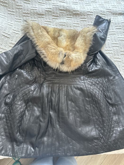Кожаное пальто утепленное