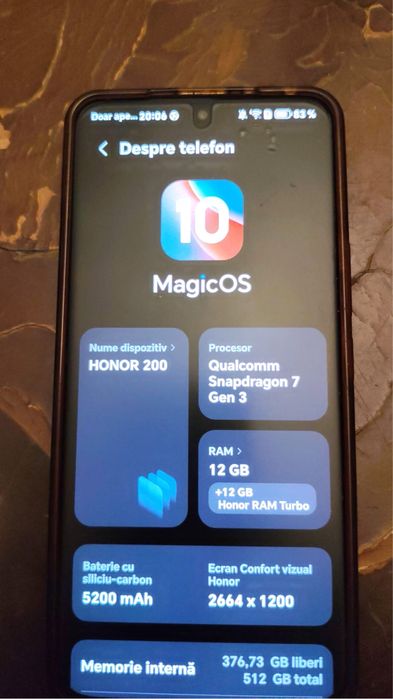 Telefon HONOUR 200 -2SIM 512gb; 12gb RAM Folie PRIVACY si husa incluse