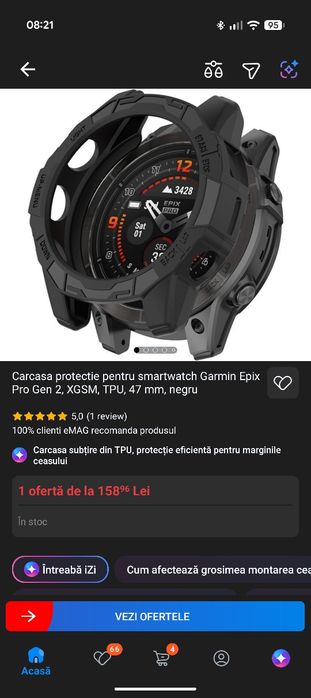 Carcasa/husa protecție tpu Garmin 47mm-Fenix/Epix