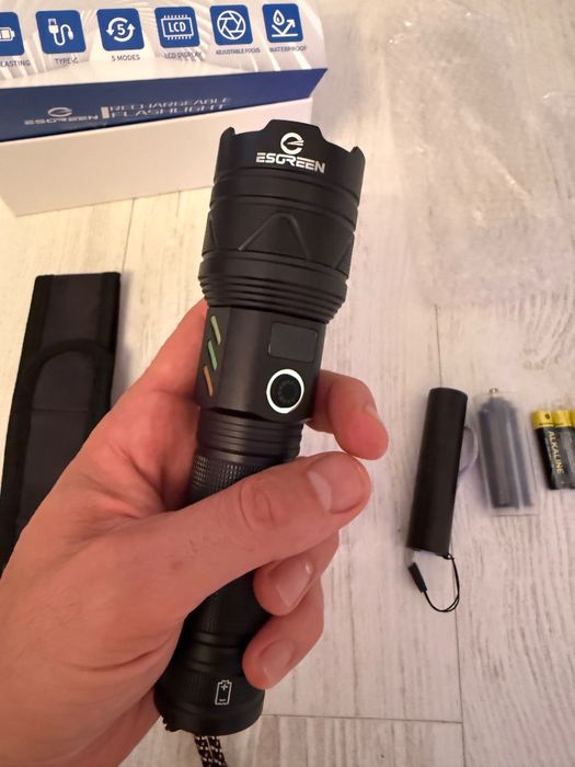 Lanternă LED ESGREEN ED0330 reîncărcabilă USB-C + lanternă UV