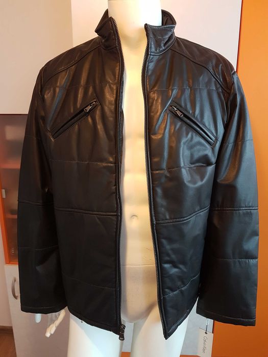 Ново мъжко оригинално кожено яке Calvin Klein естествена кожа размер L