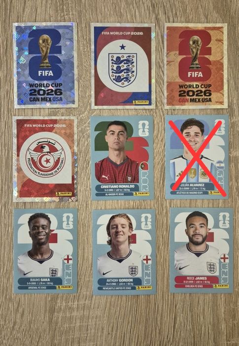 Комплект редки стикери Панини - Panini World Cup 2026 - Кристиано Роналдо + fwc + футболисти