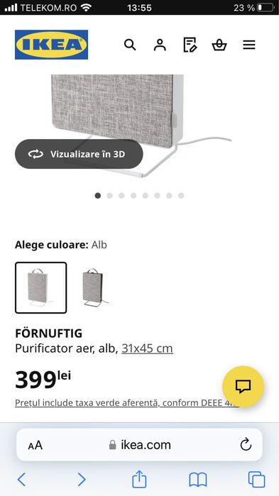 Purificator aer ikea FORNUFTIG alb