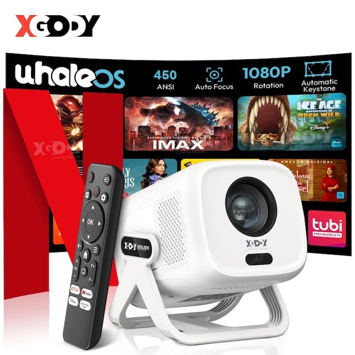 Видео проектор, Gimbal N5, Full HD резолюция, размер на проекцията 40-130 инча, безжична свързаност