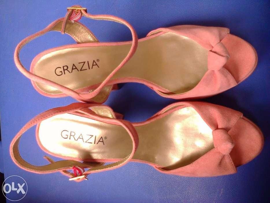 Pantofi dama noi roz Grazia piele intoarsa nr. 41 toc 12,5 cm