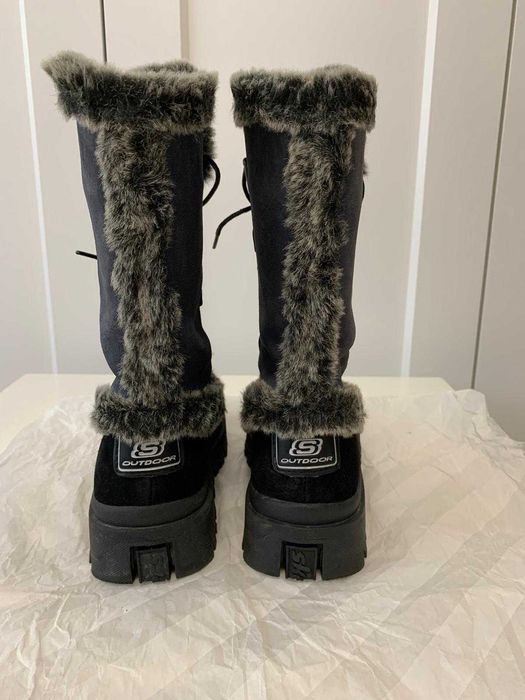 Cizme dama Skechers (snow boots) piele naturala marime 37.5 (24.5 cm)