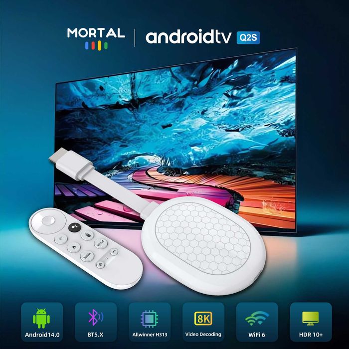 Decodor Android TV Stick Mortal Q2S,  Decodare si Redare, 16GB