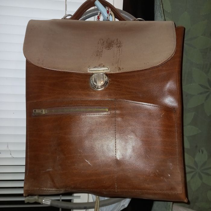 Ретро кожена чанта два броя