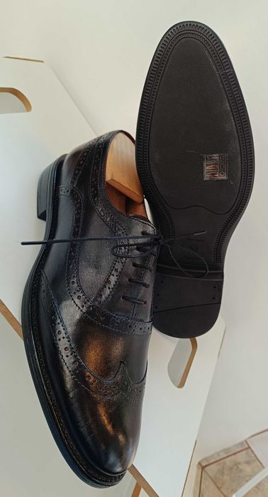 Pantofi oxford 40 40.5 brogue Lavoratione Artigianale NOI piele natur