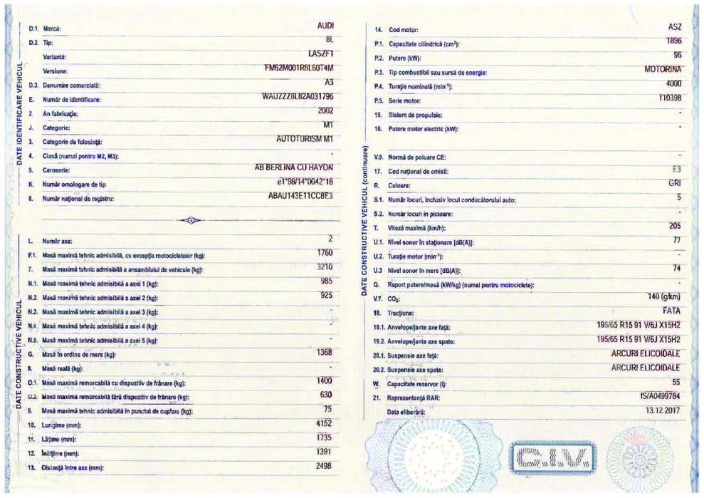 Piese Audi A3, 1,9TDI, 131 c.p., motor ASZ, cutie manuala 6+1, 2002