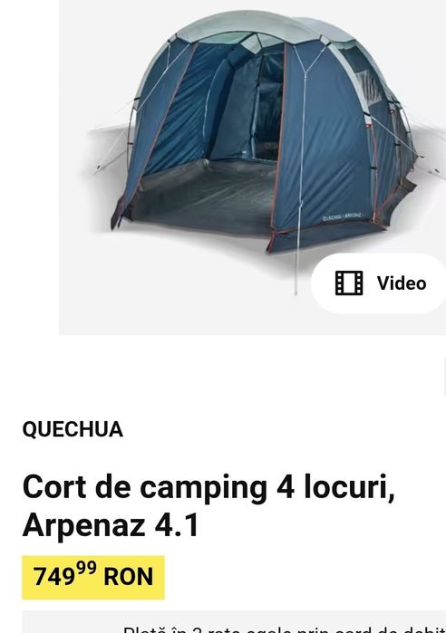 De vânzare cort 4 persoane , nou, si doua paturi pliante cu saltea