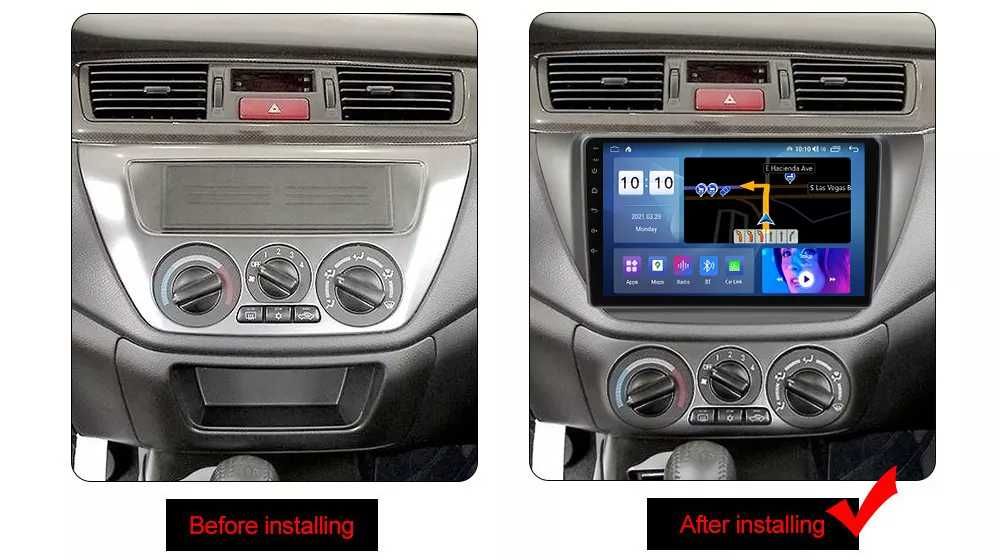Navigatie Android 14 Mitsubishi Lancer 2000 1/8 Gb Waze CarPlay CAMERA