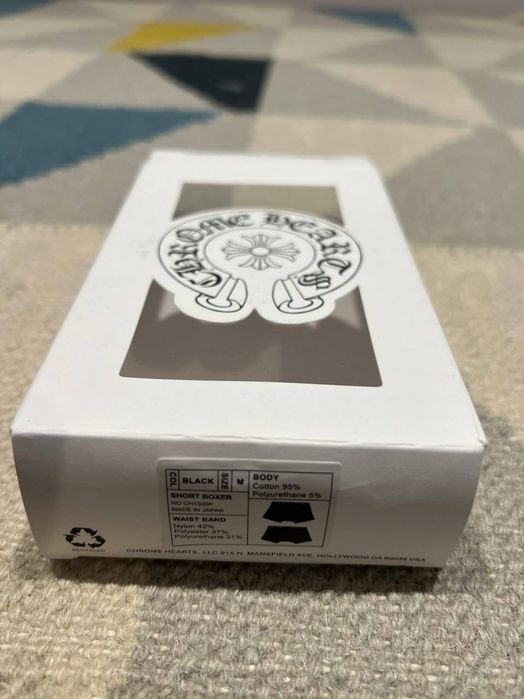 Boxeri Chrome Hearts negri cu craniu pe laterale, mărimea M, noi în cutie