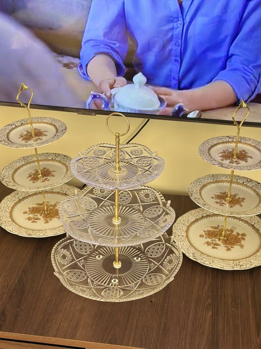 Комплект из 3-х трёхъярусных фарфоровых этажерок