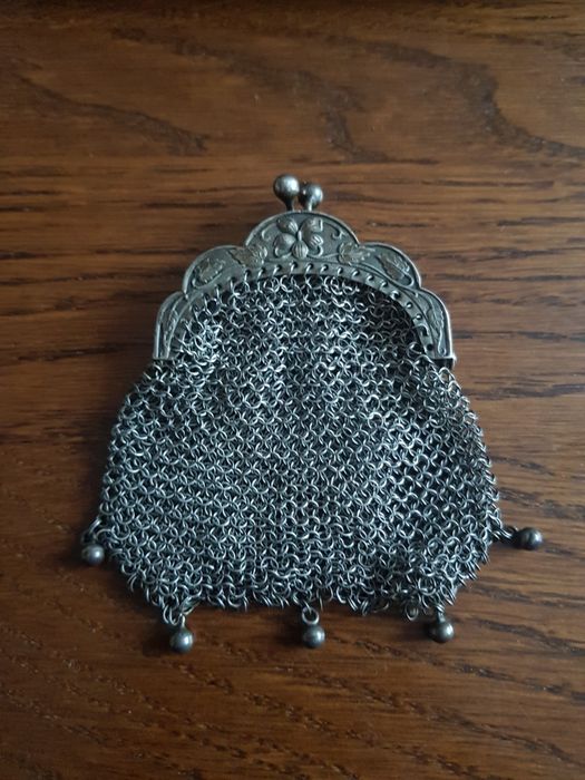 Poșeta monede,bani argint,vintage,Franta,sec 19,art deco