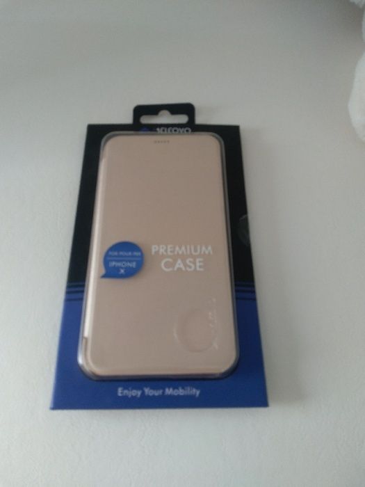 Vand Husa Apple iPhone X, Smart Flip,protectie, Auriu,noua.