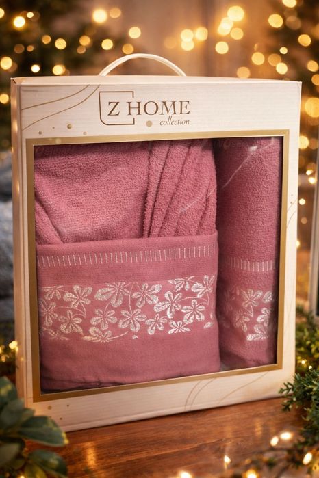 Подаръчна кутия с халат и хавлиени кърпи